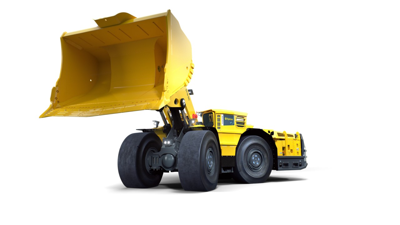 EPIROC 3 Atlas Copco Scooptram ST18 underground loader in bright yellow color, showcasing its large front bucket and heavy-duty design for efficient mining and material handling